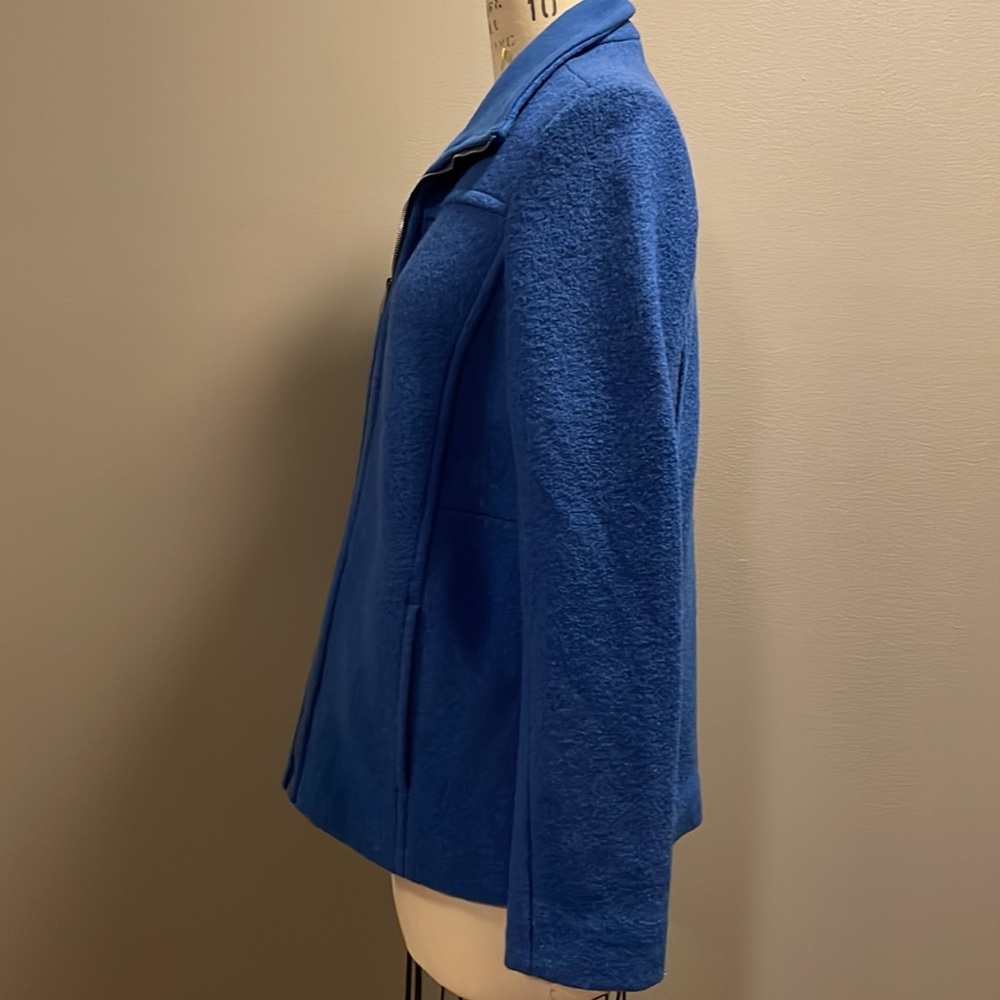 Lands End wool blend lined cornflower blue peat coat - Picture 3 of 7